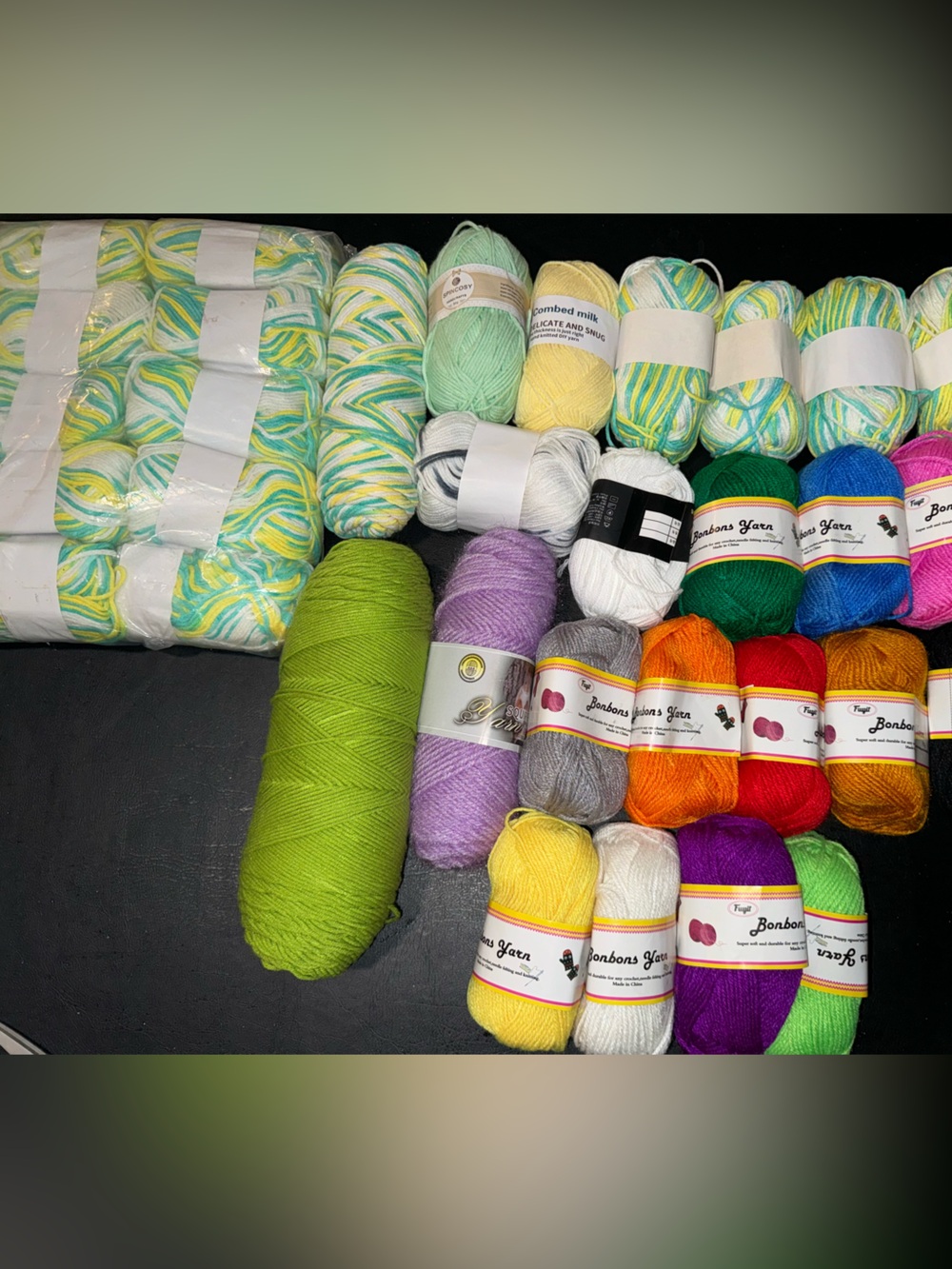 Yarn Lot of 33 skeins various sizes and styles all new lot #6